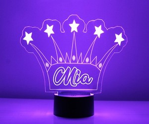 Personalized Princess Crown Night Light Kids Room Night Lamp 16 Led Colors Ebay