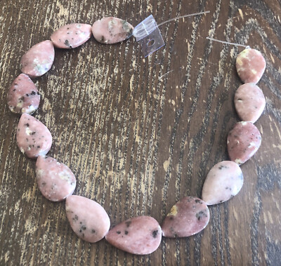 Rare Pink Opaque Flower Jasper Large Twist Pear Tear Shape Gemstone Bead  Lot