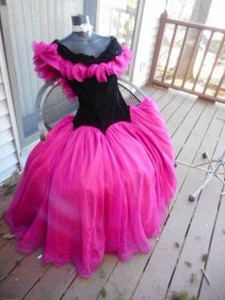 pink 80s prom dress