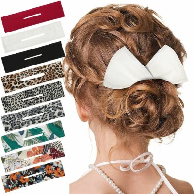 3pcs Women Knotted Deft Bun Print Hair Bands Rope Headband Hairpin Braid DIY US