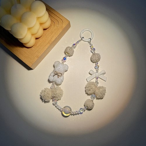Fashion Diamond Bear Pendant Kawaii Plush Short Phone Strap Gifts - Photo 7 sur 15