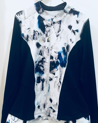 Veste De Sport Femme Layer 8 Taille L - Coupe Athlétique, Fermeture Complète Zip, Imprimé Watermark Print Noir, Neuf Avec étiquette