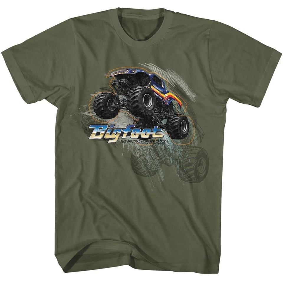The Original Monster Truck T-Shirt BIGFOOT TRUCK JUMP  4x4x4 Vehicles New Green - Image 3 of 3