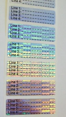 SDM SV625c 100 to 1000 Custom SVAG .625" x 2" Tamper Evident Hologram Stickers