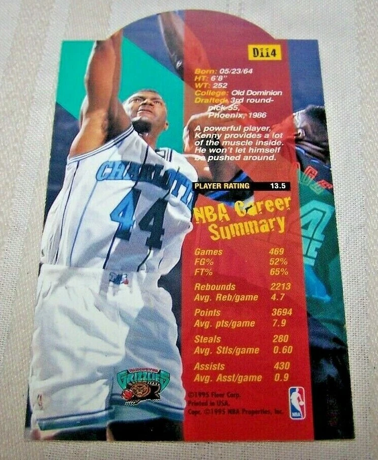 1995-96 Fleer NBA Jam Session Die-Cut Kenny Gattison #D114 - Image 2 of 2