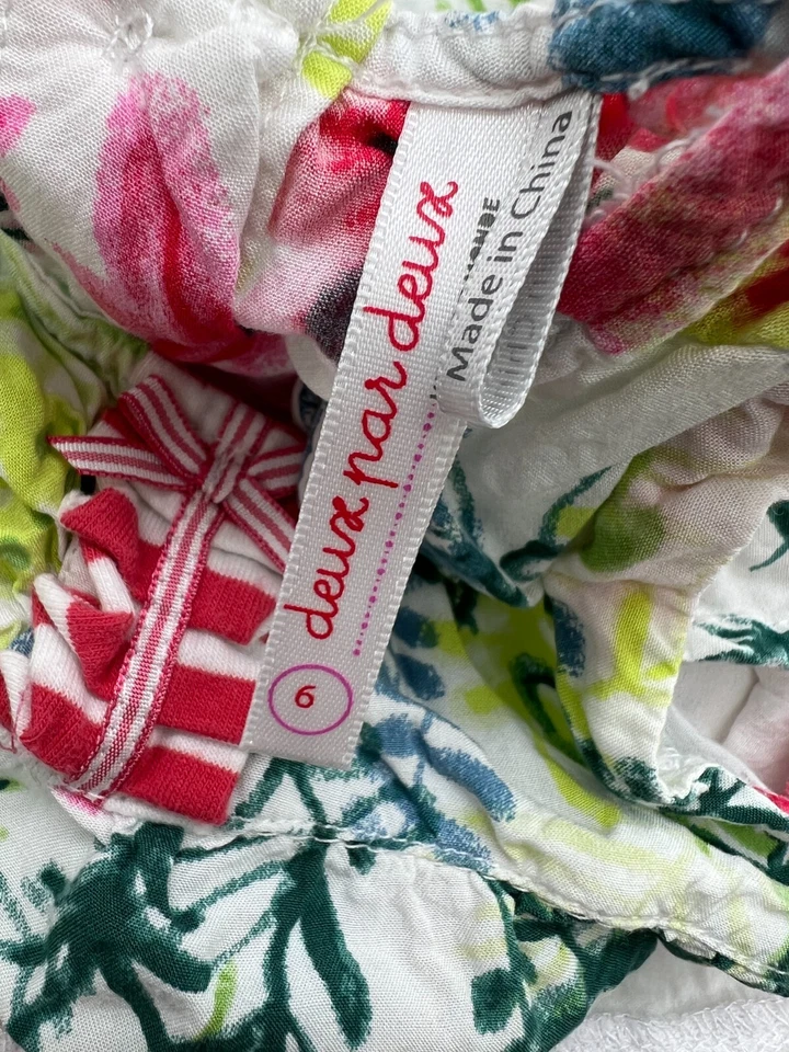 Deux Par Deux White Pink & Green Floral Sundress Sleeveless Dress Girls Size 6 - Image 3 of 4