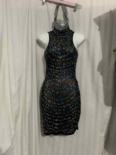 fashion nova open to attention rhinestone mini dress BCCD1144 black sizes (18BB)