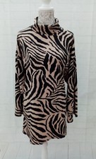 Prettylittlething Oversized Jumper Dress Size 8-10 Black Beige Animal Print