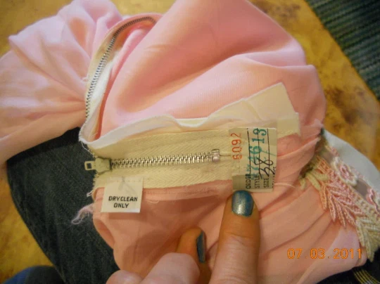 Vestido Formal Vintage Años 60 70 Rosa Blanco Cintura Imperio Foto 3 de 4