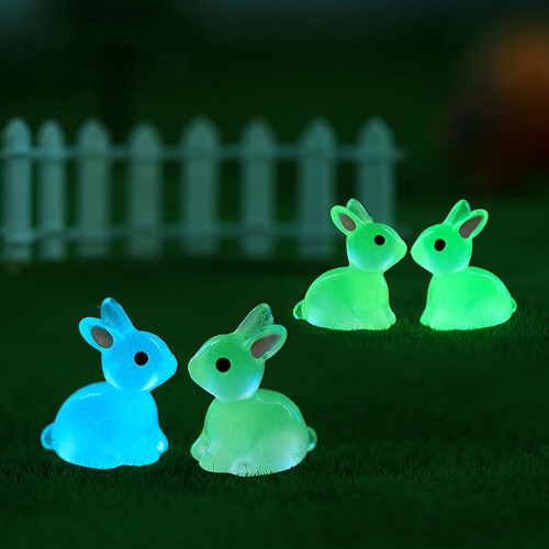 10-50x Easter Mini Luminous Resin Bunnies Ornament Glow Miniature Figures Rabbit - Picture 3 of 15