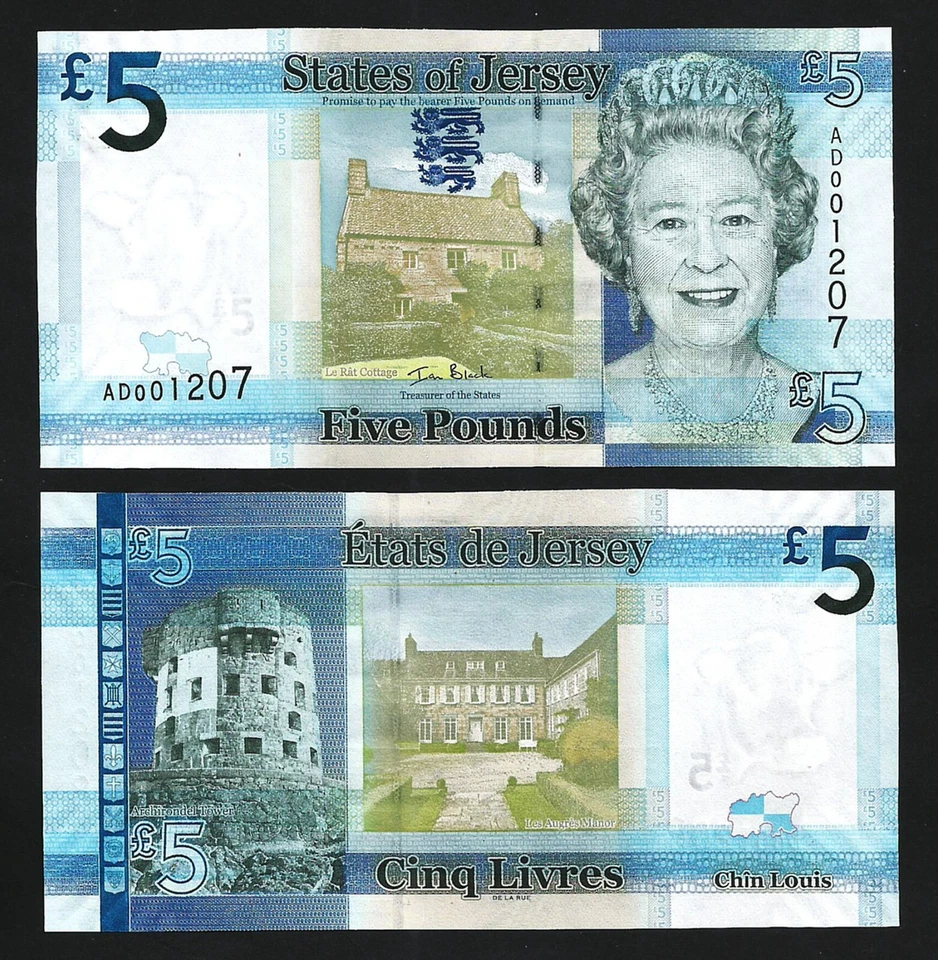 Jersey 5 Pounds 2010, UNC, 2 Pcs PAIR, Consecutive, P-33, Prfx AD, Ian Black - Image 2 of 4