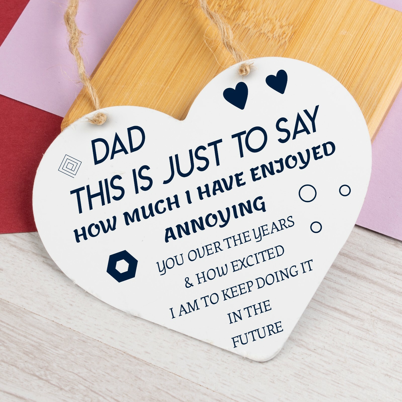 Funny Dad Gifts From Daughter Son Fathers Day Birthday Wood Heart Gift