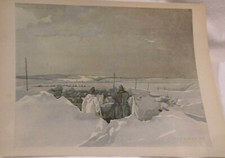 ANTIKER DRUCK NACH AQUARELL Fritz Brauner 1942 19.VB - Stelle Frostbeule / Rolly