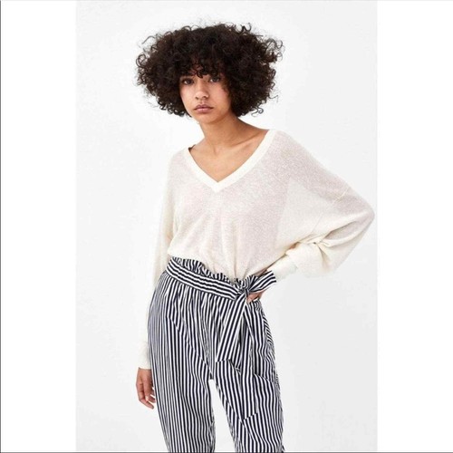 Zara | Striped Paperbag Pants Tie Waist 