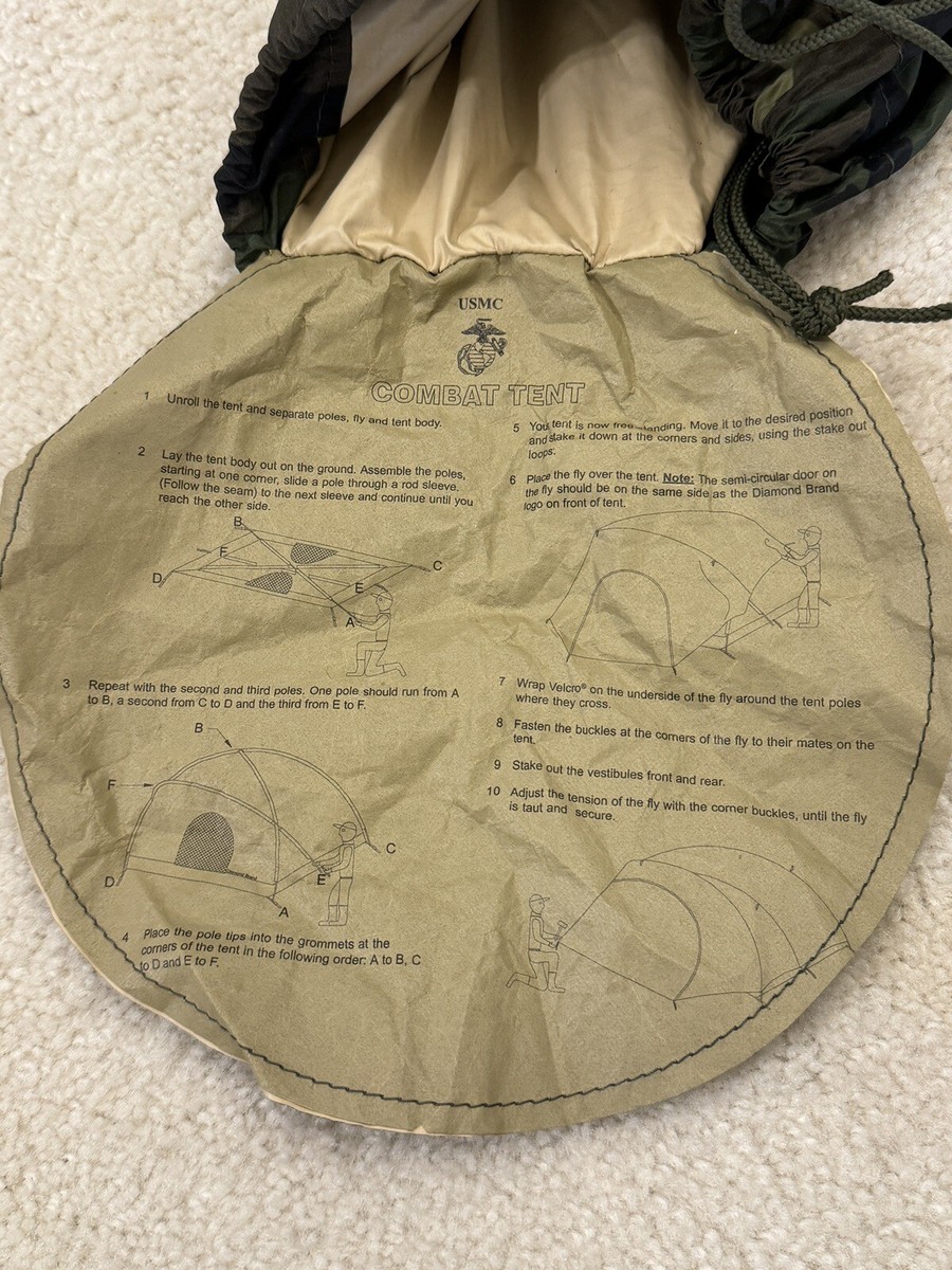 USMC Marine Combat Tent Woodland Camo Diamond Brand w/ Rain Fly