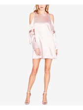 RACHEL ROY Womens Pink Long Sleeve Jewel Neck Mini Party Shift Dress 2