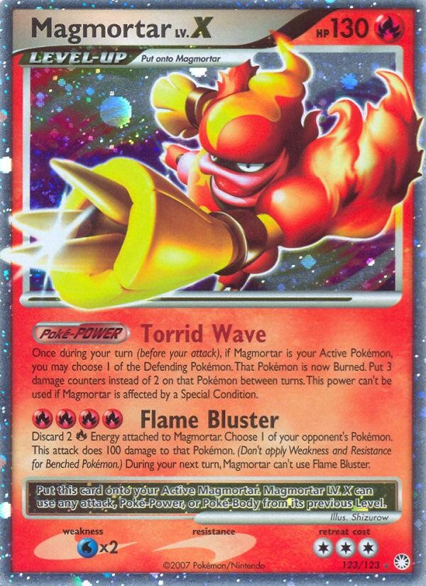 Pokemon Magmortar LV.X (123/140) Mysterious Treasures DMG HOLO