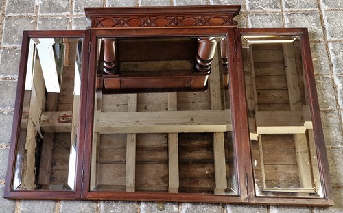 Edwardian Mahogany Wall Mounted Triple Folding Mirror or Dressing Table Mirror