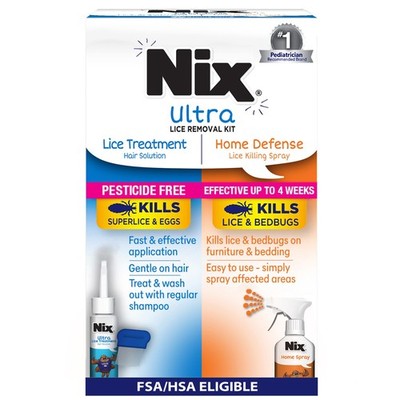 Nix Lice Treatment Hair and Home Kit, Ultra 3 Piece Set, Blue, Silver