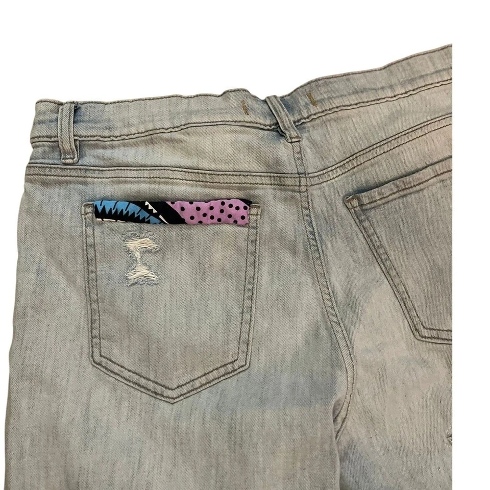 Eunina Low Rise Girlfriend Jeans Distressed Patched Denim Size 14 - Image 4 of 4