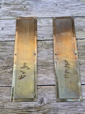 Pair Of Solid Brass Antique Ribbed Door Finger Plates