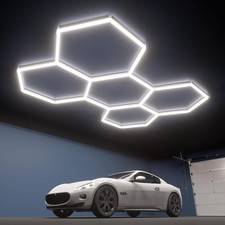 5 Grids Led Hexagonal Garage Light Diy Ceiling Light For Warehouse Workshops Gym