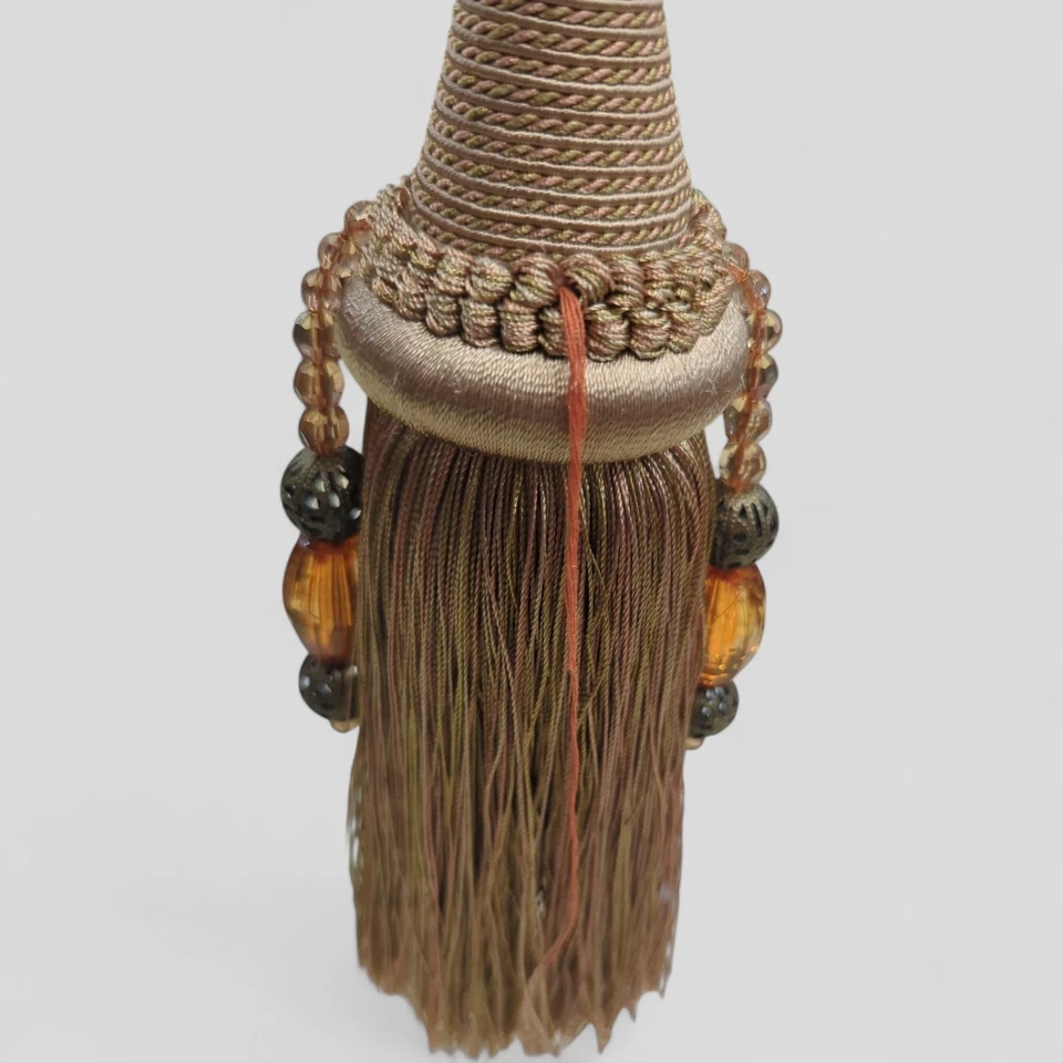 Cortina estilo victoriano borla lazo oro rosa/cobre cortina cristales estante Foto 4 de 4