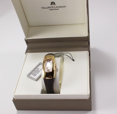 MAURICE LACROIX INTUITION IN3022 ROSE GOLD PLATED RUBBER BAND LADIES SWISS WATCH - Picture 6 of 7