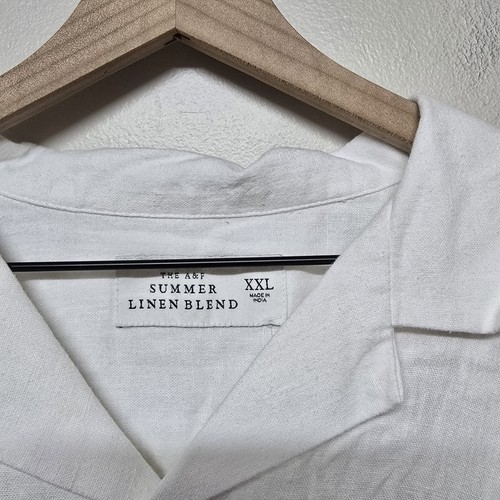 NEW Abercrombie & Fitch Summer Linen Blend Shirt Mens XXL White NWT - Picture 2 of 7