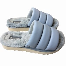 Koolaburra by UGG BRB Slide Slippers Womens 8 Blue Puffy Faux Fur 1129734