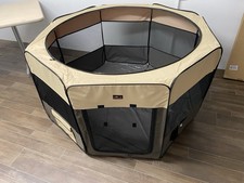 Aivituvin Dog Playpen, Foldable Pet Play Pens with Carrying Bag Grey  Beige XL