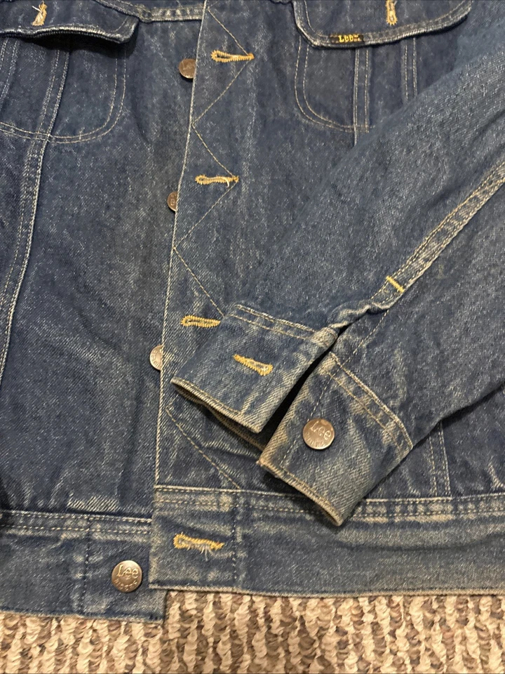 Chaqueta de mezclilla forrada con manta de lana Vinatge Lee Storm Rider para hombre 44R rara excelente Foto 3 de 4