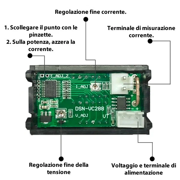 AMONIDA Voltmetro digitale DC 12-24V Misurazione amperometro tensione
