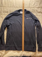 Champion Sweatshirt Mens Medium Solid Black Crewneck Fleece Embroidered Logo