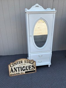 67795 Vintage Stanley Single Door Armoire with Mirrored Front