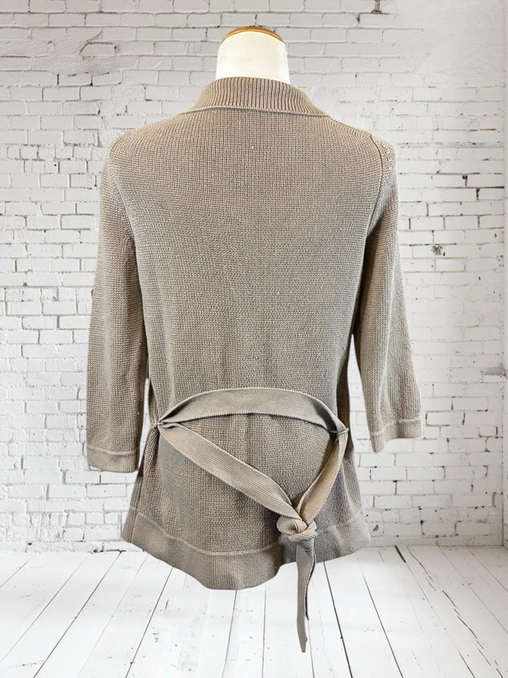 GAP女式中号灰褐色开襟针织腰带开衫 — 第 4/4 张图片