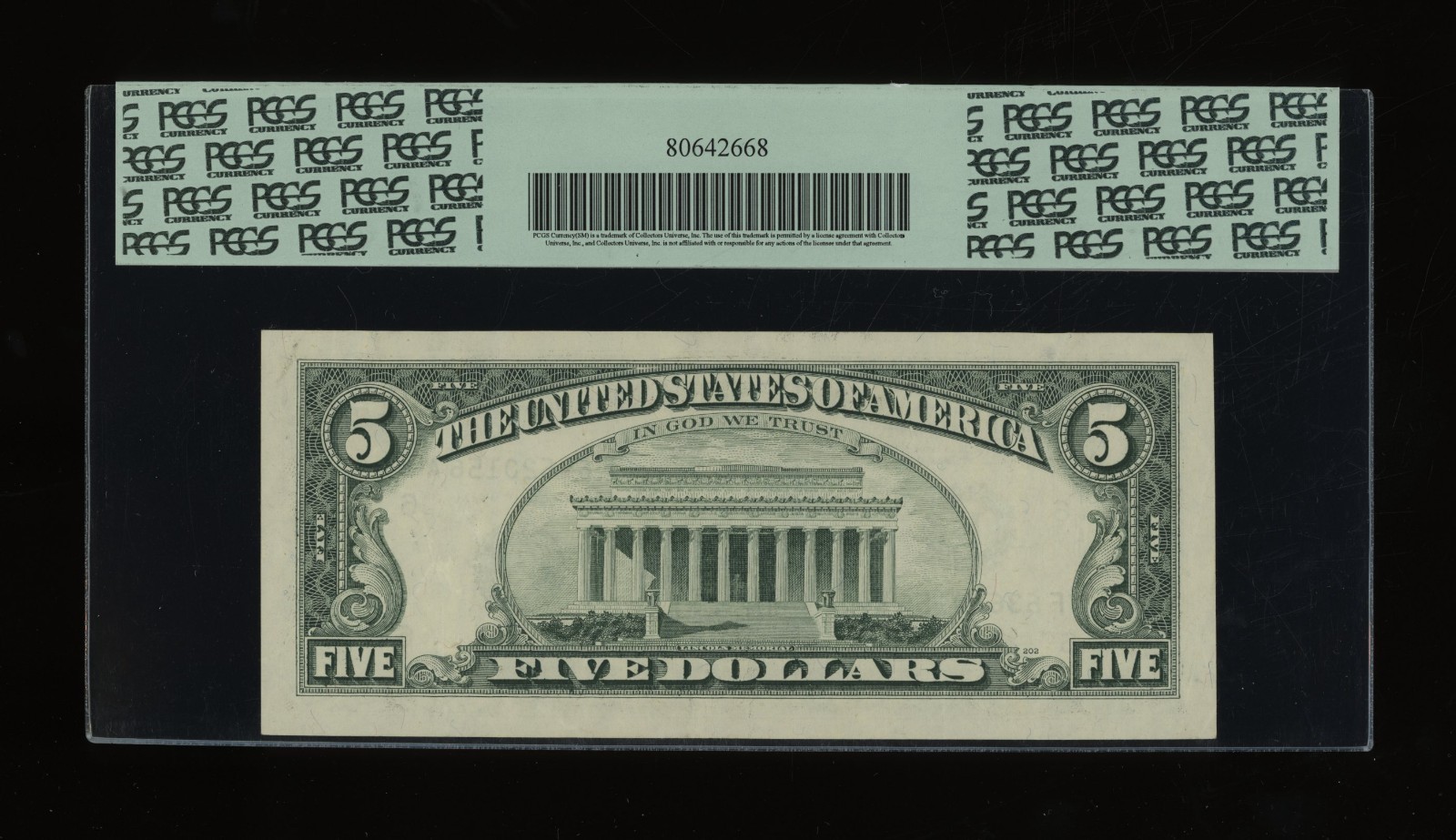 DBR 1995 $5 FRN Atlanta Fr. 1984-F PCGS 35 PPQ Serial F63620156A