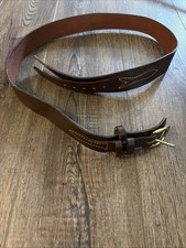 Vtg Justin Leather Belt 44 Cowhide 522C Gold Buckle Made In USA