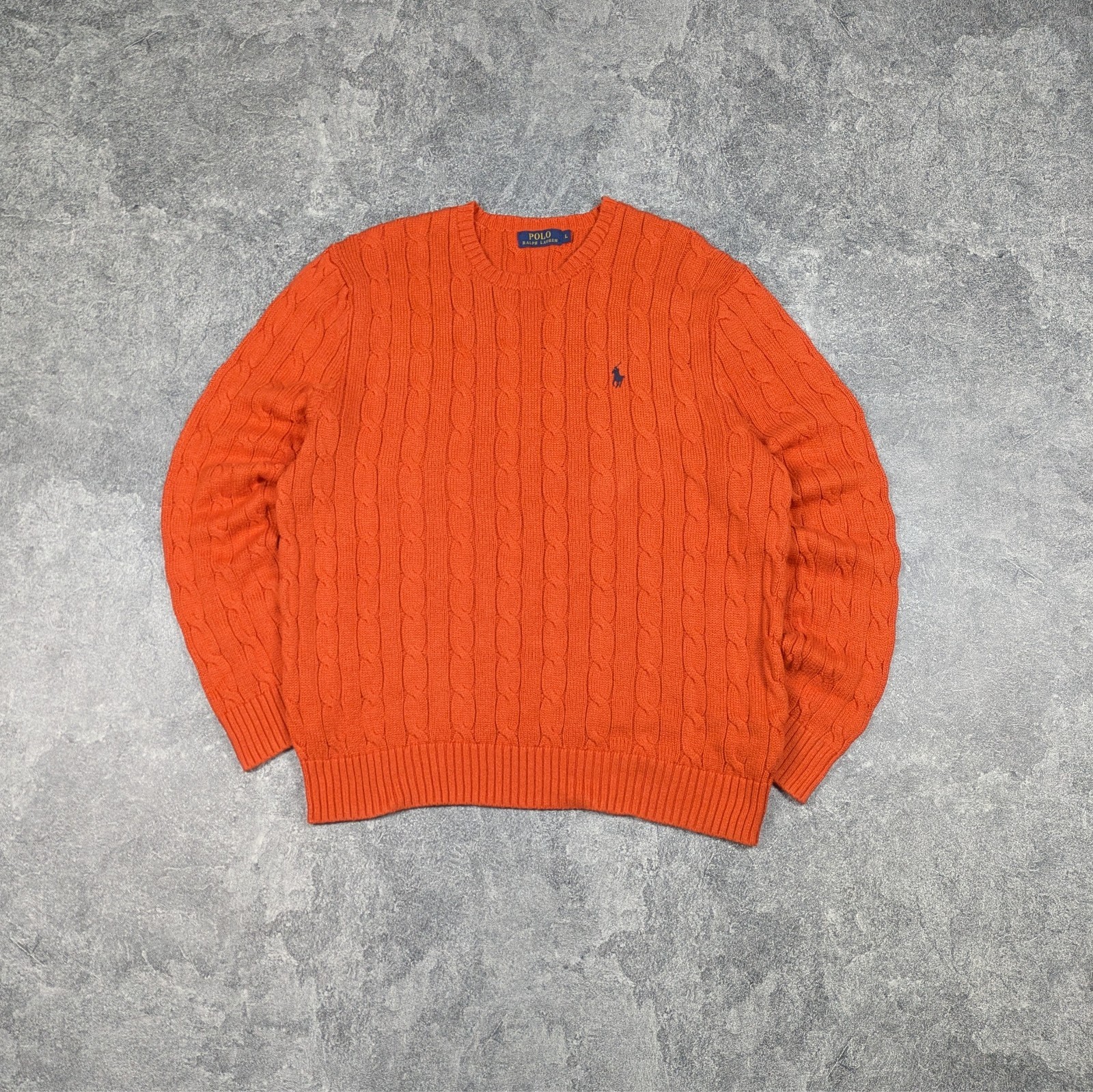 Vintage Polo Ralph Lauren Cable Knit Jumper Sweater sz L Old Money