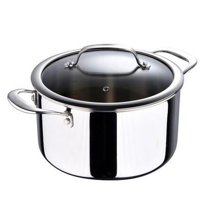Bergner Argent Collection 4.5 Quart Tri-Ply Stainless Steel Dutch Oven Tempered