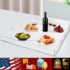 Clear Large Acrylic Serving Tray,Transparent Serving Tray with Handles