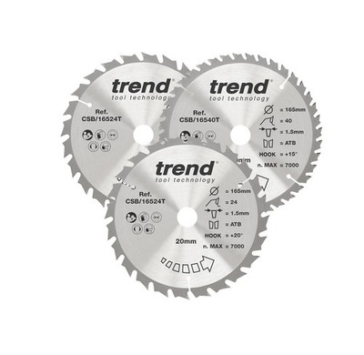 Trend Craft 165 mm Durchmesser gemischte Sägeblätter 3er-Pack 24/40 T