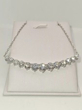 3Ct Lab Created Diamond Round Bar Pendant 14K White Gold plated 18" Free Chain