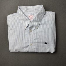 Brooks Brothers Shirt Mens XL Blue White Striped Madison Non Iron Supima Cotton