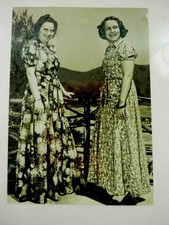 Two Sisters Modeling Floral Dresses Hand Tinted News Press Photo 1937