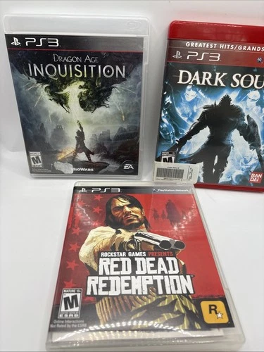 Ps3 Red Dead Redemption + Dragon Age Inquisition + Dark Souls 3 game Bundle Lot