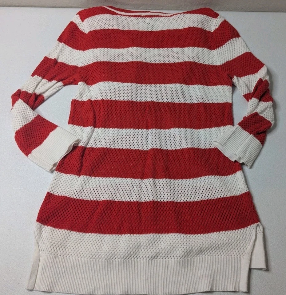 INC International Concepts Hoodie Women's M Red White Strip Long Sleeve - Image 2 of 4