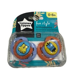 Tommee Tippee Fun Style Orthodontic Pacifiers 0-6 Months 2 Pack BPA Free Zebra