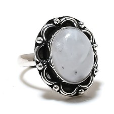 Rainbow Moonstone Gemstone Handmade 925 Sterling Silver Jewelry Ring Size 7 w576