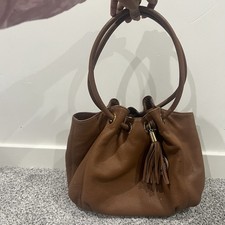 Michael Kors Astor Ring Large Tote Handbag Brown Pebbled Leather Gold Hardware